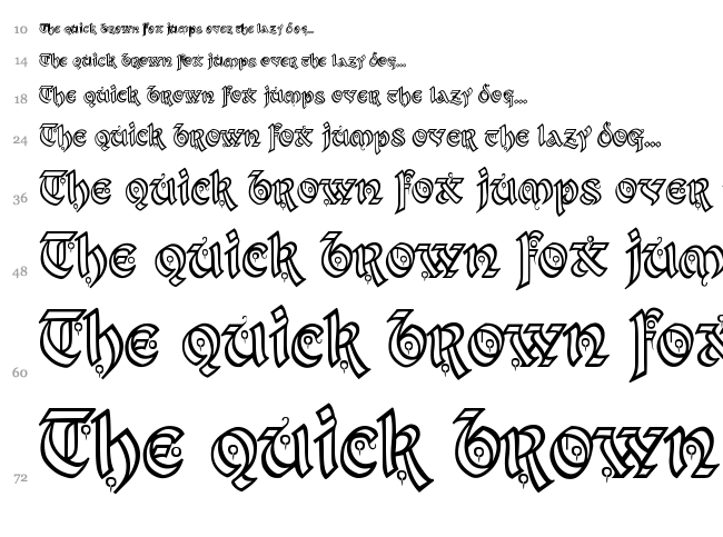 Kingthings Gothique + Xander font waterfall